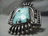 One Of Best Vintage Native American Navajo Blue Jay Turquoise Sterling Silver Bracelet Old-Nativo Arts