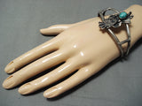 Detailed Vintage Native American Navajo Kachina Dancer Turquoise Sterling Silver Bracelet-Nativo Arts