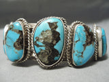 Museum Vintage Native American Navajo Bisbee Turquoise Sterling Silver Bracelet Old-Nativo Arts
