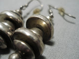 Striking Vintage Native American Navajo Sterling Silver Heavy Bead Earrings Old-Nativo Arts