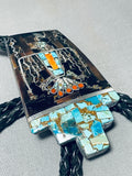 Native American One Of Most Unique Vintage Santo Domingo Turquoise Inlay Bolo Tie-Nativo Arts