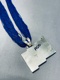 The Best Native American Navajo Intricate Lapis Heishi Sterling Silver American Flag Necklace-Nativo Arts