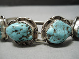 Rare Blue Warrior Turquoise Vintage Native American Navajo Sterling Silver Bracelet Old-Nativo Arts