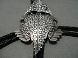 Important Native American Navajo Wilf Begay Toad Sterling Silver Bolo Tie-Nativo Arts