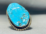 Breathtaking Vintage Native American Navajo Morenci Turquoise Sterling Silver Ring-Nativo Arts