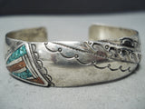 Superior Vintage Navajo Turquoise Sterling Silver Bracelet Native American Old-Nativo Arts