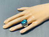 Very Rare Mine Turquoise Vintage Native American Navajo Blue Warrior Sterling Silver Ring-Nativo Arts