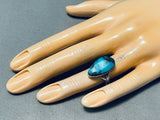 Lovely Vintage Native American Navajo Bisbee Turquoise Sterling Silver Ring-Nativo Arts