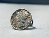 Marvelous Vintage Native American Navajo Sterling Silver Mercury Dime Ring-Nativo Arts