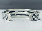 Rare Turquoise Vintage Native American Navajo Easter Blue Sterling Silver Flank Bracelet-Nativo Arts