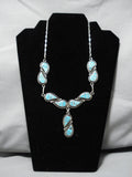 Stunning Vintage Native American Navajo Choker Inlay Turquoise Sterling Silver Necklace-Nativo Arts