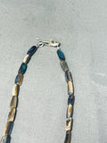 Important Santo Domingo Turquoise Inlay Sterling Silver Necklace-Nativo Arts