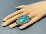 Fabulous Vintage Native American Navajo Kingman Turquoise Sterling Silver Ring-Nativo Arts
