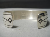 Picturesque Vintage Navajo Sterling Silver Bracelet Old Native American-Nativo Arts