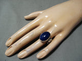 Beautiful Navajo Native American Huge Lapis Sterling Silver Ring-Nativo Arts