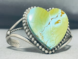 Enormous Native American Navajo Royston Turquoise Heart Sterling Silver Bracelet-Nativo Arts