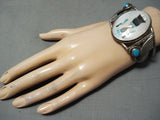Native American Stunning Vintage Navajo Turquoise Dancing Kachina Sterling Silver Bracelet-Nativo Arts
