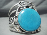 Giant Toad Vintage Native American Navajo Turquoise Sterling Silver Bracelet Cuff-Nativo Arts