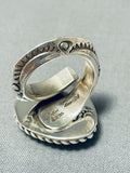 Unique Del Secatero Native American Navajo Bisbee Turquoise Sterling Silver Ring-Nativo Arts