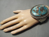 Opulent Vintage Native American Navajo Very Rare Turquoise Sterling Silver Bracelet Old-Nativo Arts
