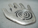 Fascinating Vintage Navajo Native American Sterling Silver Hand Pin Pendant-Nativo Arts