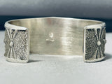 Stellar Native American Navajo Sterling Silver Stars Textured Heavy Bracelet-Nativo Arts