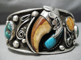 Huge Vintage Native American Navajo Morenci Turquoise Sterling Silver Bracelet Old-Nativo Arts