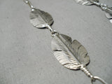 Intricate!! Detailed!! Navajo Sterling Silver Feather Native American Necklace-Nativo Arts