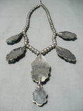 Intense Turquoise Vintage Native American Navajo Sterling Silver Necklace-Nativo Arts