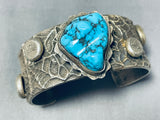 Native American Heavy 100 Gram Spiderweb Sterling Silver Turquoise Bracelet Cuff-Nativo Arts