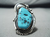 Rare Vintage Native American Navajo Sleeping Beauty Turquoise Sterling Silver Ring-Nativo Arts
