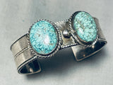 Double Carico Lake Turquoise Vintage Native American Navajo Sterling Silver Bracelet-Nativo Arts