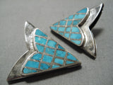 One Of The Best Vintage Native American Navajo Turquoise Sterling Silver Collar Protectors-Nativo Arts
