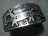 Early Huge Animal Vintage Native American Navajo Sterling Silver Bracelet Cuff Old-Nativo Arts