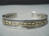 Dramatic Navajo Sterling Silver & Gold Bracelet Native American-Nativo Arts