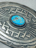 Astounding Vintage Native American Navajo Morenci Turquoise Sterling Silver Buckle-Nativo Arts