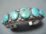 Heavy Thick Vintage Native American Navajo Graduating Turquoise Sterling Silver Bracelet-Nativo Arts