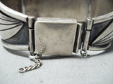 One Of The Biggest Best Vintage Native American Navajo Turquoise Sterling Silver Clasp Bracelet-Nativo Arts