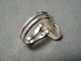 Amazing Vintage Navajo Lapis Sterling Silver Ring Old Native American-Nativo Arts