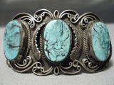 One Of The Best Vintage Native American Navajo Blue Diamond Turquoise Sterling Silver Bracelet-Nativo Arts