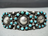 One Of Best Vintage Navajo/ Zuni Turquoise Snake Eyes Sterling Silver Bracelet-Nativo Arts