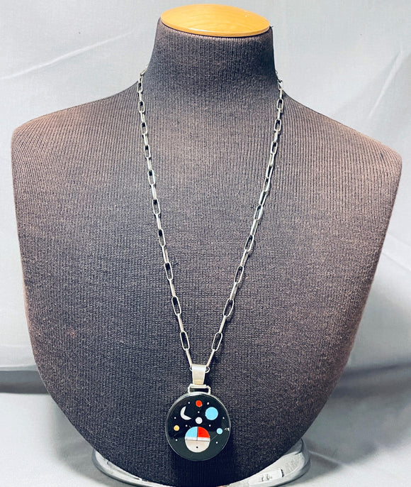 Rare Longer Vintage Native American Navajo Turquoise Coral Sterling Silver Necklace-Nativo Arts