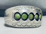 3d Cuff Vintage Native American Navajo Green Turquoise Sterling Silver Bracelet Signed-Nativo Arts