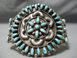 Native American Fabulous Vintage Navajo Turquoise Sun Sterling Silver Bracelet Old Cuff-Nativo Arts