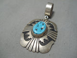 Authentic Vintage Native American Navajo Thomas Singer Turquoise Sterling Silver Pendant-Nativo Arts