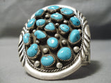 Huge 100 Gram Vintage Native American Navajo Teardrop Turquoise Sterling Silver Cluster Bracelet-Nativo Arts