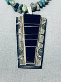 One Of The Most Unique Vintage Native American Navajo Turquoise Inlay Sterling Silver Necklace-Nativo Arts