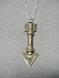 Marvelous Vintage Native American Navajo Sterling Silver Arrow Necklace Old-Nativo Arts