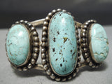 Opulent Vintage Native American Navajo Carico Lake Turquoise Sterling Silver Bracelet-Nativo Arts