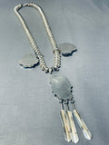 Feather Turquoise Vintage Native American Navajo Sterling Silver Bead Necklace-Nativo Arts